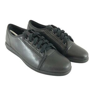 David Tate Womens Siren Sneakers Lace Up Leather Black Size 6